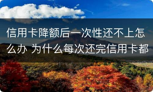 信用卡降额后一次性还不上怎么办 为什么每次还完信用卡都降额度