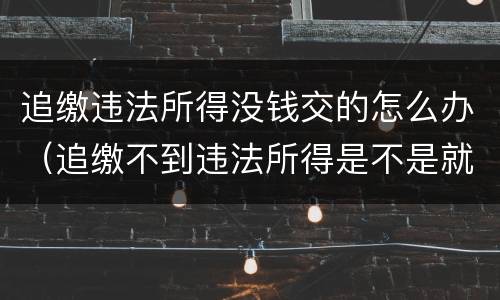 追缴违法所得没钱交的怎么办（追缴不到违法所得是不是就不了了之了）