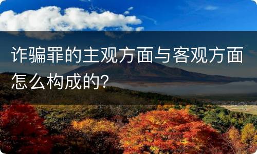 诈骗罪的主观方面与客观方面怎么构成的？