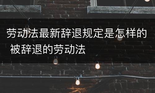劳动法最新辞退规定是怎样的 被辞退的劳动法