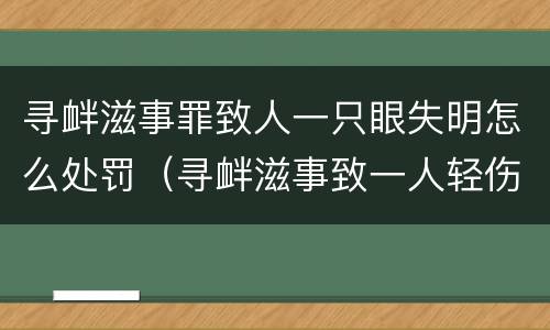 寻衅滋事罪致人一只眼失明怎么处罚（寻衅滋事致一人轻伤怎么判）