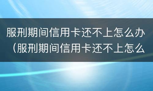 服刑期间信用卡还不上怎么办（服刑期间信用卡还不上怎么办呢）