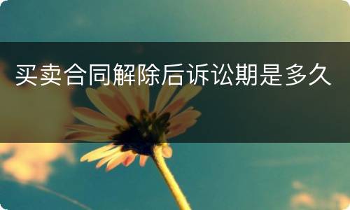 买卖合同解除后诉讼期是多久