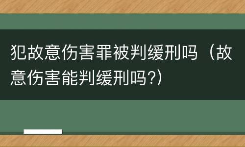 犯故意伤害罪被判缓刑吗（故意伤害能判缓刑吗?）
