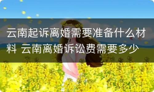 云南起诉离婚需要准备什么材料 云南离婚诉讼费需要多少