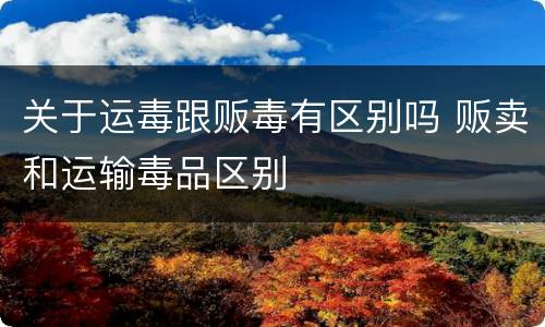 关于运毒跟贩毒有区别吗 贩卖和运输毒品区别