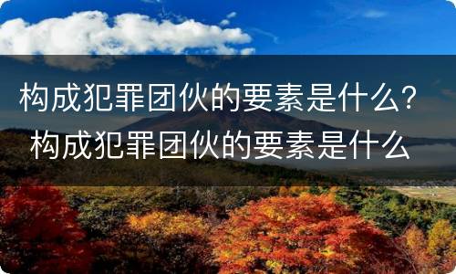 构成犯罪团伙的要素是什么？ 构成犯罪团伙的要素是什么
