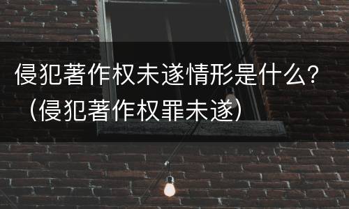 侵犯著作权未遂情形是什么？（侵犯著作权罪未遂）