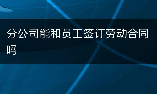 分公司能和员工签订劳动合同吗