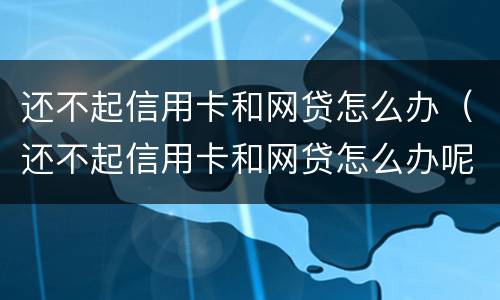 还不起信用卡和网贷怎么办（还不起信用卡和网贷怎么办呢）