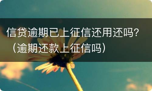 信贷逾期已上征信还用还吗？（逾期还款上征信吗）