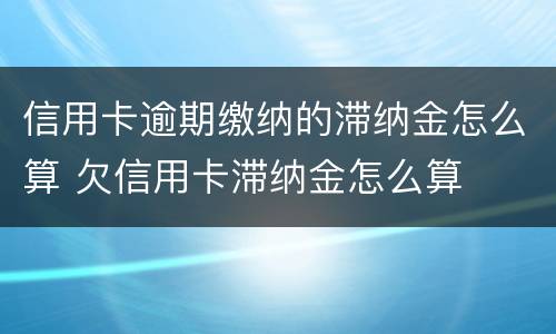 信用卡逾期缴纳的滞纳金怎么算 欠信用卡滞纳金怎么算