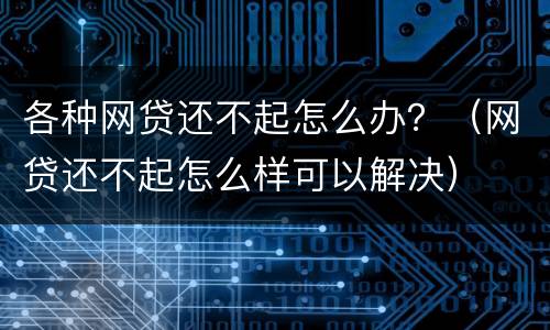 各种网贷还不起怎么办？（网贷还不起怎么样可以解决）