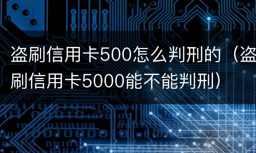 盗刷信用卡500怎么判刑的（盗刷信用卡5000能不能判刑）