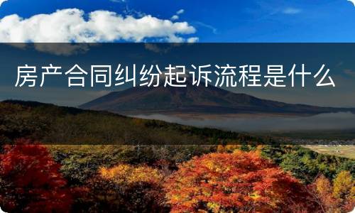 房产合同纠纷起诉流程是什么