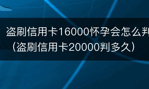 盗刷信用卡16000怀孕会怎么判（盗刷信用卡20000判多久）