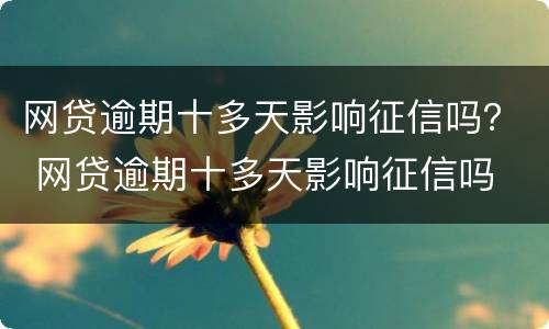 网贷逾期十多天影响征信吗？ 网贷逾期十多天影响征信吗