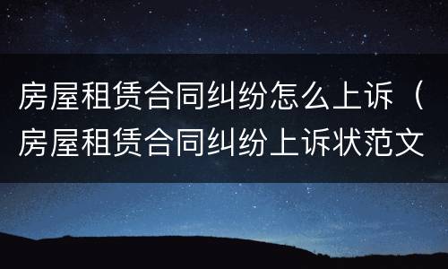 房屋租赁合同纠纷怎么上诉（房屋租赁合同纠纷上诉状范文）