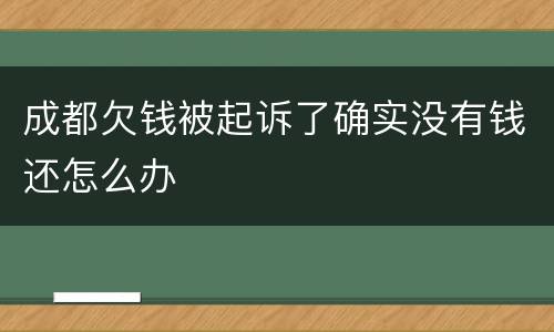 成都欠钱被起诉了确实没有钱还怎么办