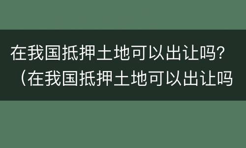 在我国抵押土地可以出让吗？（在我国抵押土地可以出让吗现在）