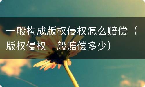 一般构成版权侵权怎么赔偿（版权侵权一般赔偿多少）