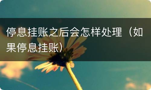 停息挂账之后会怎样处理（如果停息挂账）