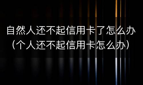 自然人还不起信用卡了怎么办（个人还不起信用卡怎么办）