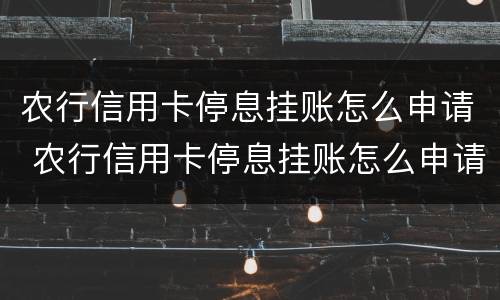 农行信用卡停息挂账怎么申请 农行信用卡停息挂账怎么申请还款