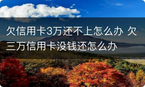 欠信用卡3万还不上怎么办 欠三万信用卡没钱还怎么办