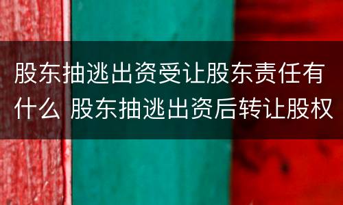 股东抽逃出资受让股东责任有什么 股东抽逃出资后转让股权法律责任