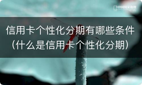 信用卡个性化分期有哪些条件（什么是信用卡个性化分期）