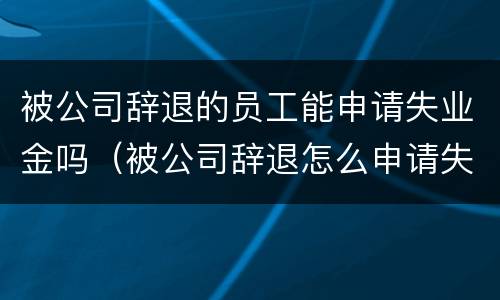 被公司辞退的员工能申请失业金吗（被公司辞退怎么申请失业金）
