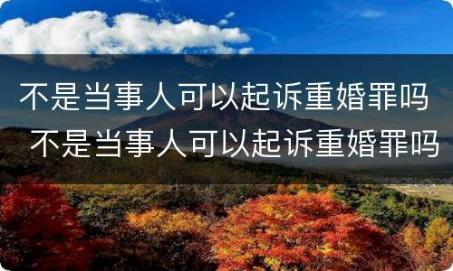 不是当事人可以起诉重婚罪吗 不是当事人可以起诉重婚罪吗