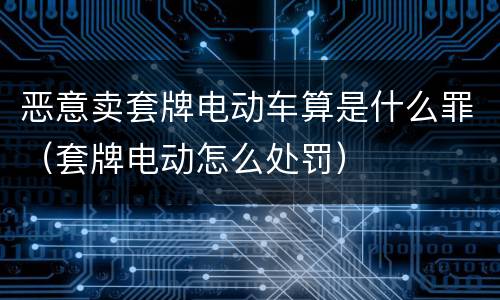 恶意卖套牌电动车算是什么罪（套牌电动怎么处罚）
