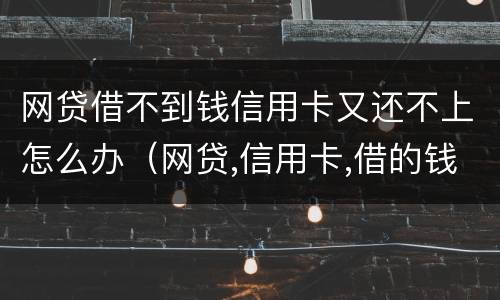 网贷借不到钱信用卡又还不上怎么办（网贷,信用卡,借的钱没有钱还怎么办）