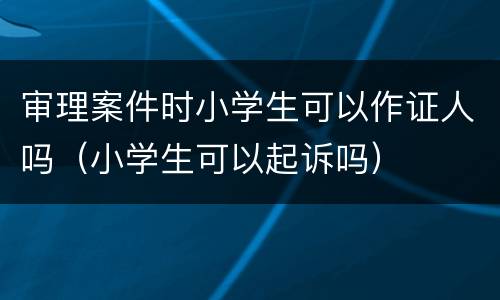 审理案件时小学生可以作证人吗（小学生可以起诉吗）