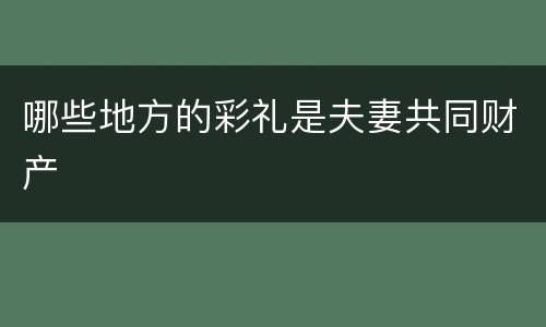 哪些地方的彩礼是夫妻共同财产