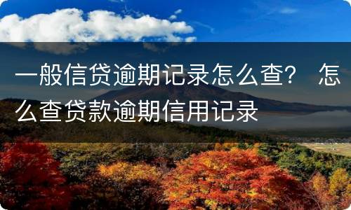 一般信贷逾期记录怎么查？ 怎么查贷款逾期信用记录