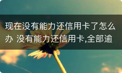现在没有能力还信用卡了怎么办 没有能力还信用卡,全部逾期了怎么办