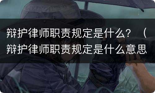 辩护律师职责规定是什么？（辩护律师职责规定是什么意思）