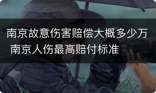 南京故意伤害赔偿大概多少万 南京人伤最高赔付标准