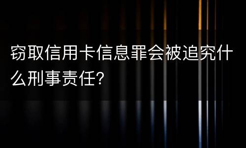 窃取信用卡信息罪会被追究什么刑事责任？