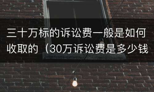 三十万标的诉讼费一般是如何收取的（30万诉讼费是多少钱2020）