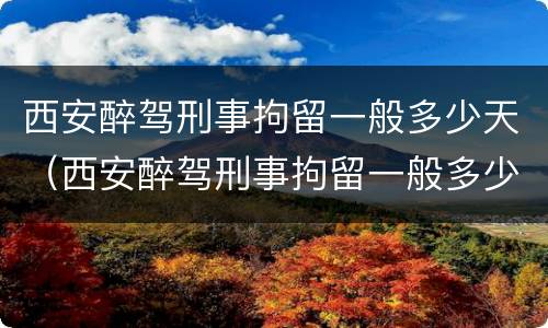 西安醉驾刑事拘留一般多少天（西安醉驾刑事拘留一般多少天放人）