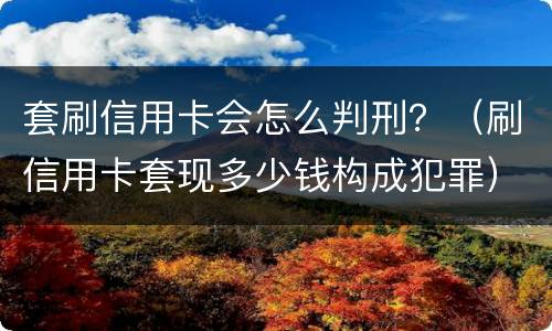 套刷信用卡会怎么判刑？（刷信用卡套现多少钱构成犯罪）