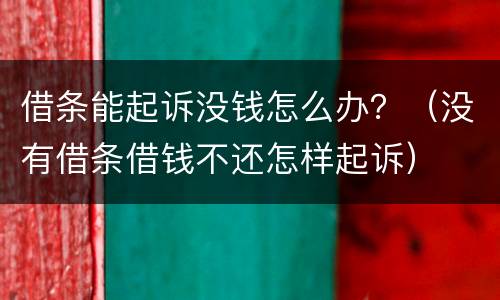 借条能起诉没钱怎么办？（没有借条借钱不还怎样起诉）