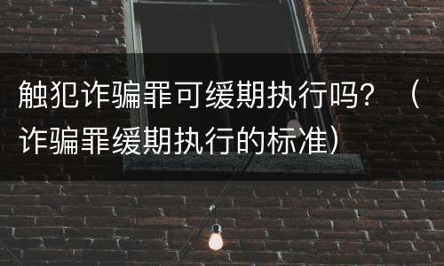 触犯诈骗罪可缓期执行吗？（诈骗罪缓期执行的标准）