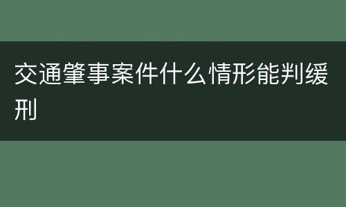 交通肇事案件什么情形能判缓刑