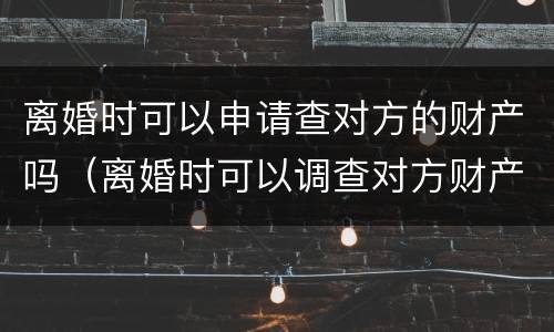 离婚时可以申请查对方的财产吗（离婚时可以调查对方财产吗）