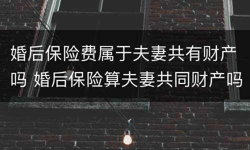 婚后保险费属于夫妻共有财产吗 婚后保险算夫妻共同财产吗